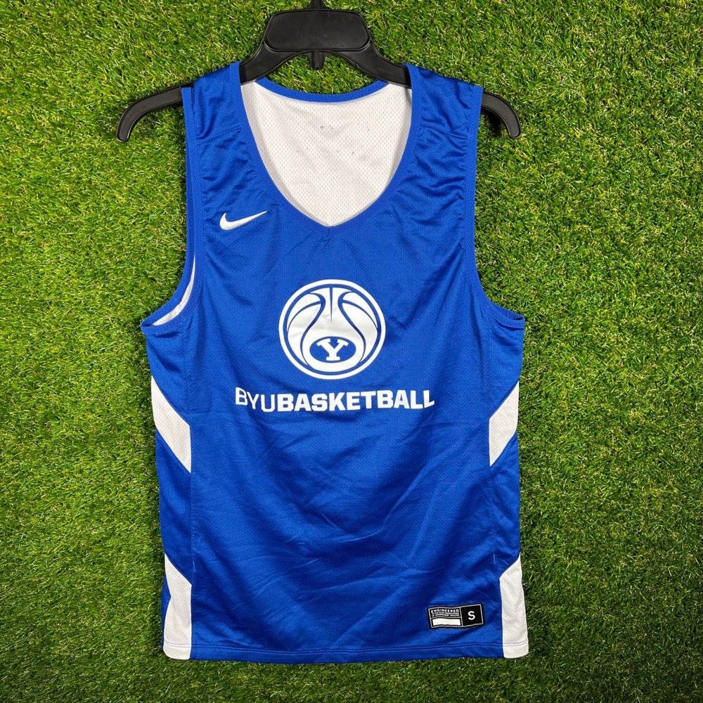 Nike BYU Basketball Reversible Practice Jersey Mens Small Blue White Mesh
